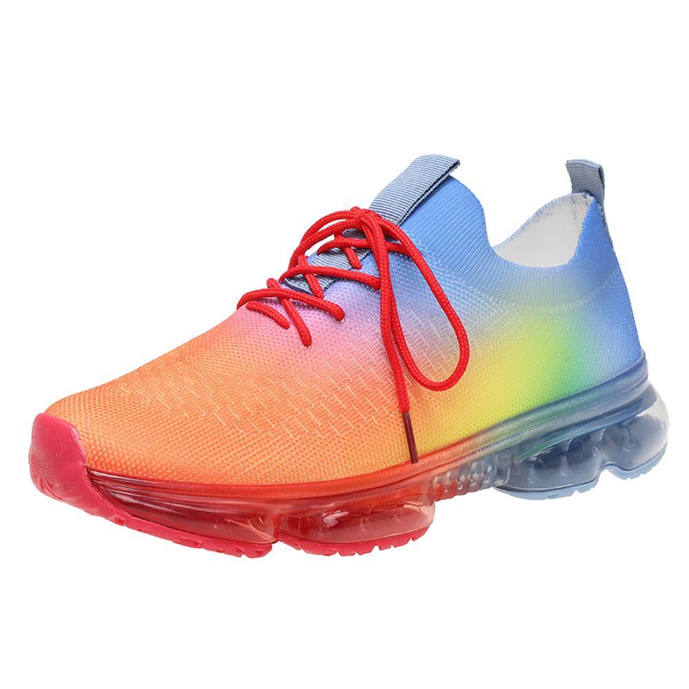 Stevvex Women breathable sneakers with gradient knit upper, red laces, air cushion sole on Tampa Home & Garden Store