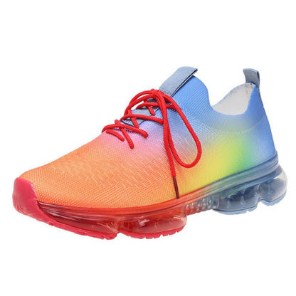 Stevvex Women breathable sneakers with gradient knit upper, red laces, air cushion sole on Tampa Home & Garden Store