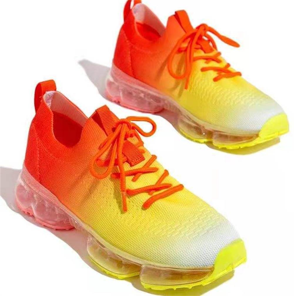 Women breathable lace-up sneakers orange-yellow gradient with air cushion sole Stevvex on Tampa Home & Garden Store