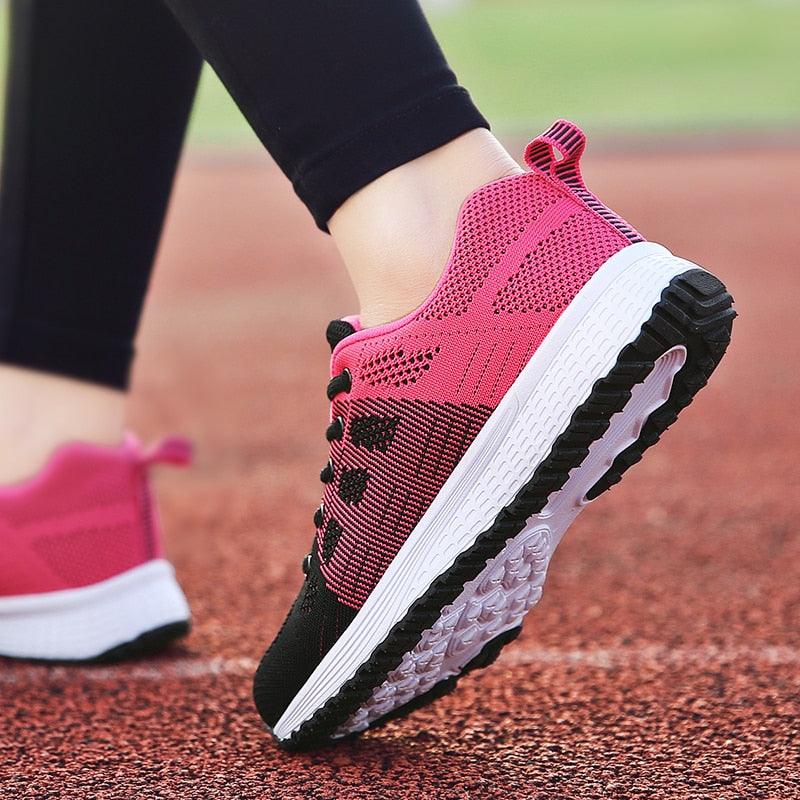 Stevvex ST85SH4423LGR women's pink breathable mesh lace-up sneakers for walking on Tampa Home & Garden Store