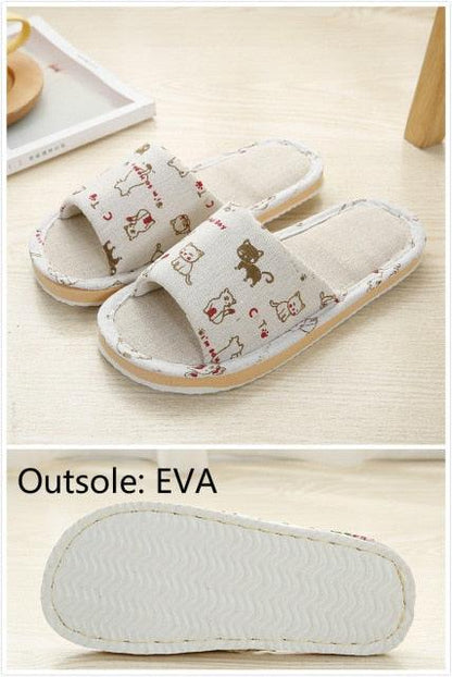 Women Stevvex floral indoor slippers with open toe, beige cloth upper and EVA outsole on Tampa Home & Garden Store