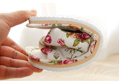 Stevvex women's floral indoor slippers open-toe cloth footwear with pink rose print on Tampa Home & Garden Store