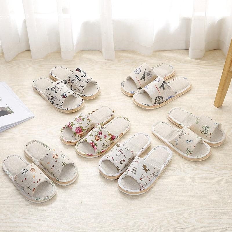Stevvex women's casual floral indoor slippers, cloth slides in cream with floral prints on Tampa Home & Garden Store