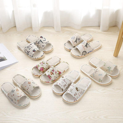 Stevvex women's casual floral indoor slippers, cloth slides in cream with floral prints on Tampa Home & Garden Store