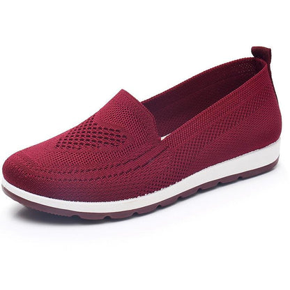 Women burgundy breathable mesh slip-on espadrilles by Stevvex, casual flats on Tampa Home & Garden Store