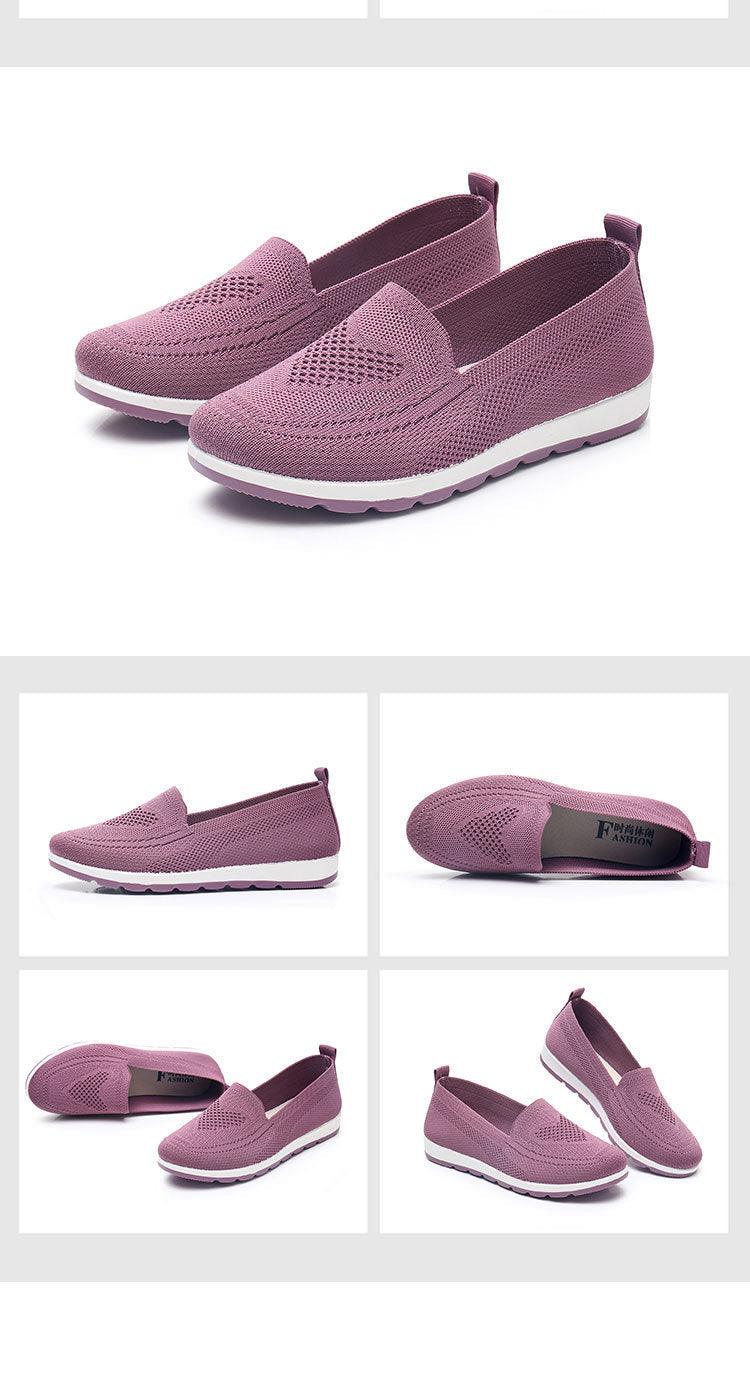 Stevvex women breathable mesh slip-on espadrilles in pink-purple with white sole on Tampa Home & Garden Store