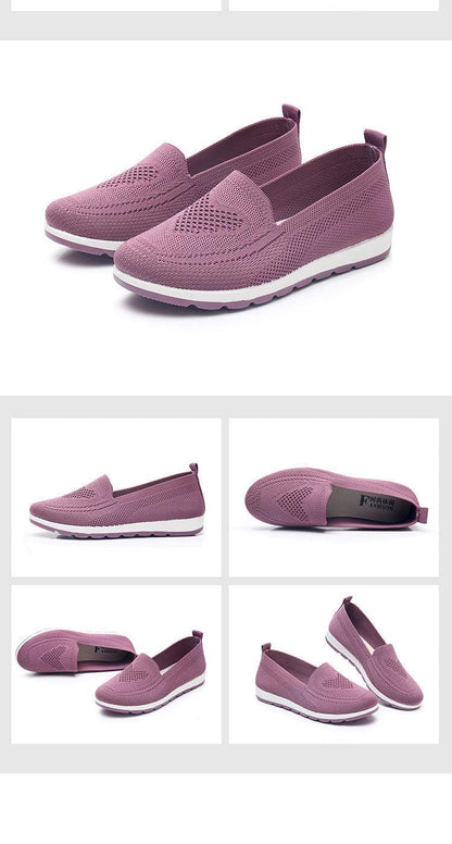 Stevvex women breathable mesh slip-on espadrilles in pink-purple with white sole on Tampa Home & Garden Store