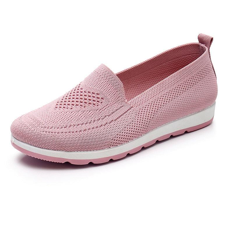 Stevvex women's pink breathable mesh espadrille slip-on with white sole on Tampa Home & Garden Store