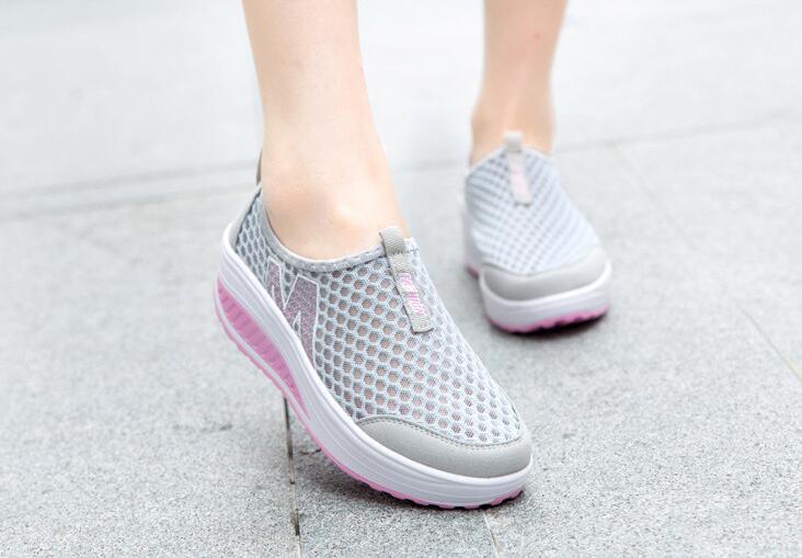Sneakers Stevvex women casual breathable air mesh platform walking shoes pink sole on Tampa Home & Garden Store