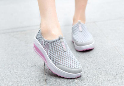 Sneakers Stevvex women casual breathable air mesh platform walking shoes pink sole on Tampa Home & Garden Store