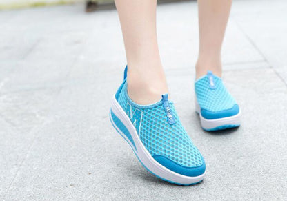 Stevvex Women Casual Sneakers breathable blue air mesh platform walking shoes on Tampa Home & Garden Store