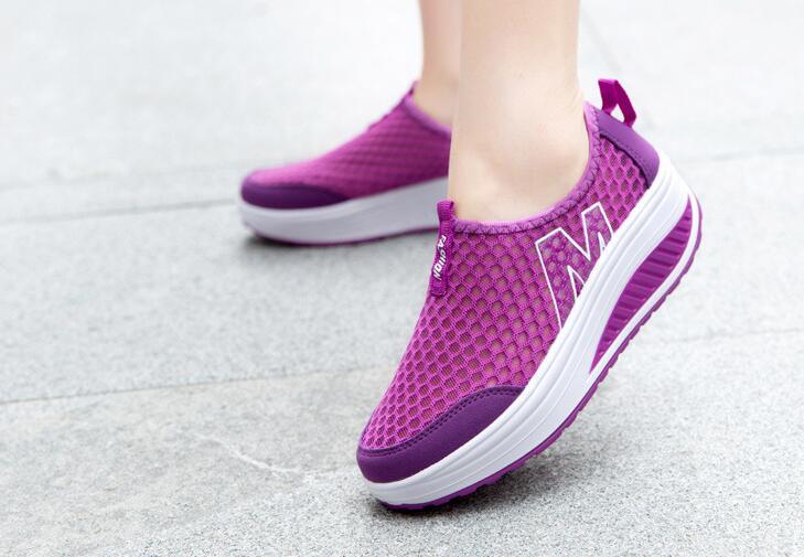 Stevvex Women Casual Sneakers purple breathable mesh with white platform sole on Tampa Home & Garden Store