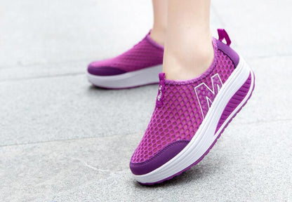 Stevvex Women Casual Sneakers purple breathable mesh with white platform sole on Tampa Home & Garden Store