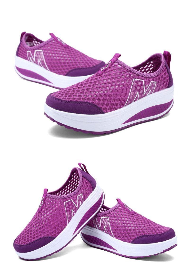 Stevvex Women Casual Sneakers pair breathable mesh platform purple pink with white sole on Tampa Home & Garden Store