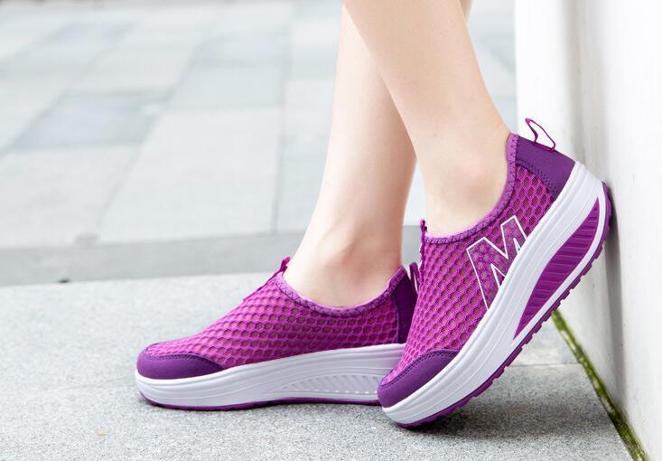 Stevvex women casual sneakers purple breathable mesh with white platform sole on Tampa Home & Garden Store