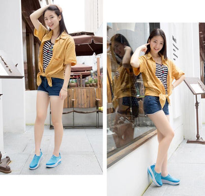 Women Casual Sneakers by Stevvex, blue breathable air mesh platform walking shoes, 2 views on Tampa Home & Garden Store