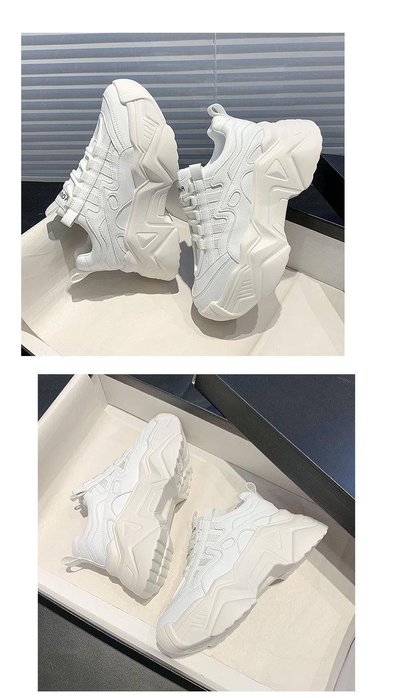 Stevvex white chunky platform sneakers with lace-up and vulcanized sole on Tampa Home & Garden Store
Stevvex white chunky platform sneakers in a shoebox, lace-up design and sculpted sole on Tampa Home & Garden Store