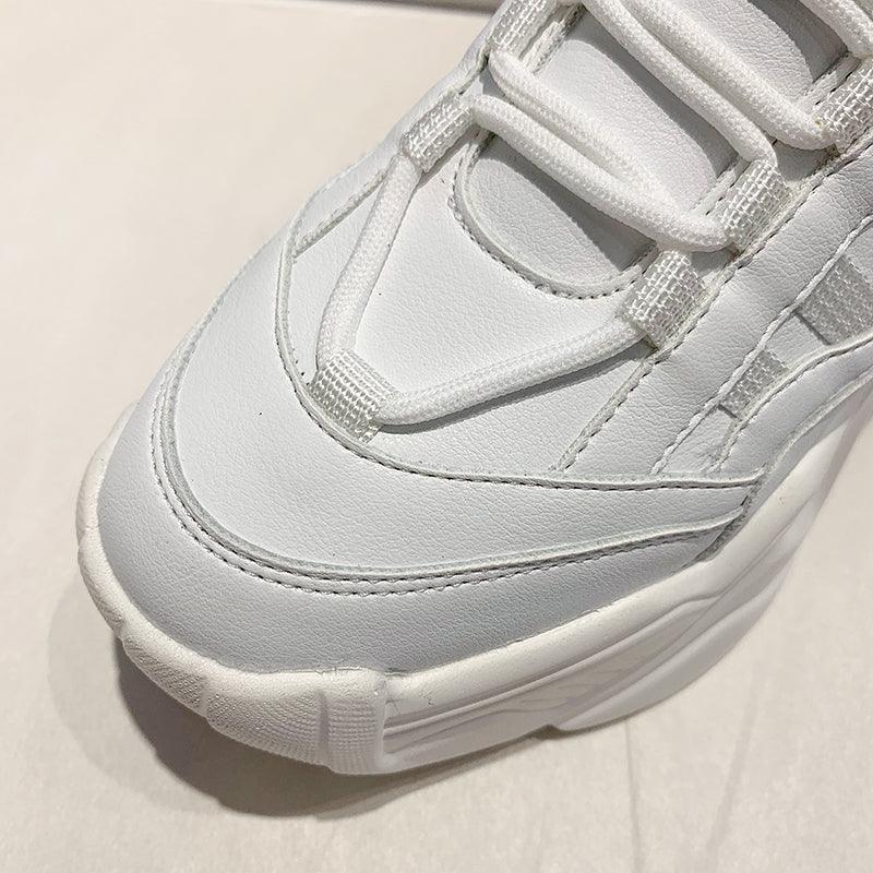 Stevvex women chunky white high-platform sneakers with lace-up detail on Tampa Home & Garden Store