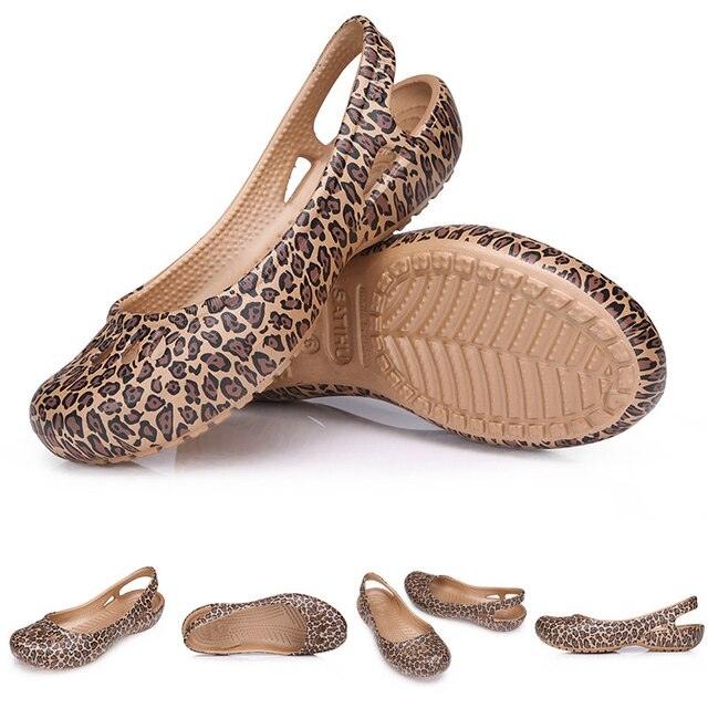 Leopard print women’s Stevvex clogs with slingback, non-slip waterproof plastic garden sandals on Tampa Home & Garden Store