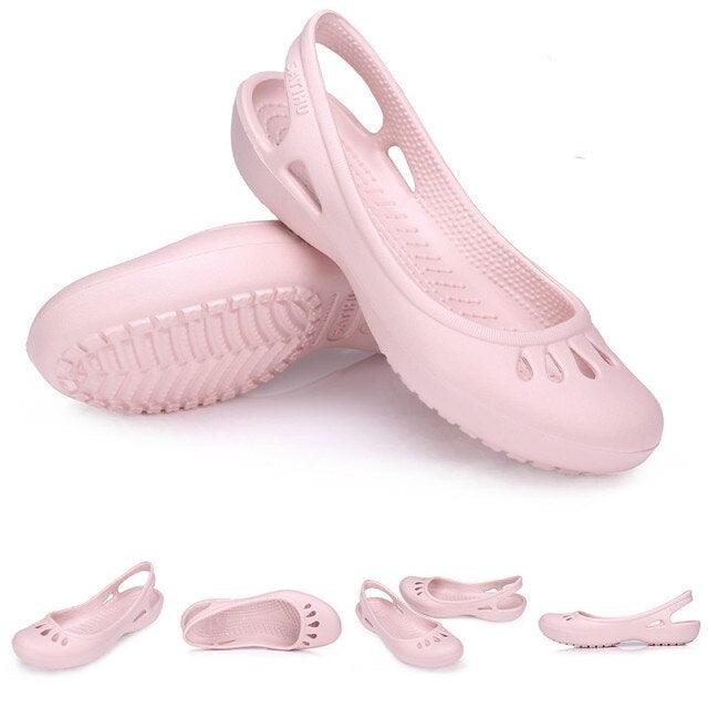 Stevvex women's pink plastic garden clogs sandals pair with non-slip sole for indoor outdoor use on Tampa Home & Garden Store