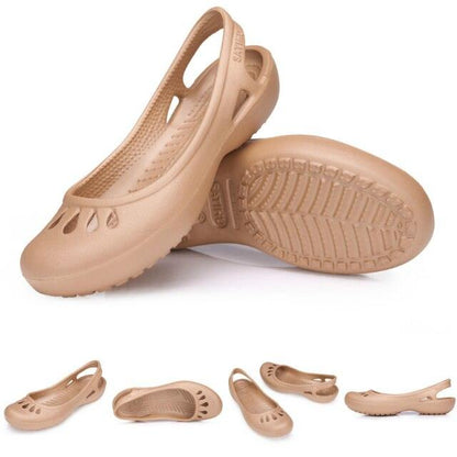 Beige Stevvex women's clogs sandals, non-slip waterproof plastic shoes indoor outdoor on Tampa Home & Garden Store