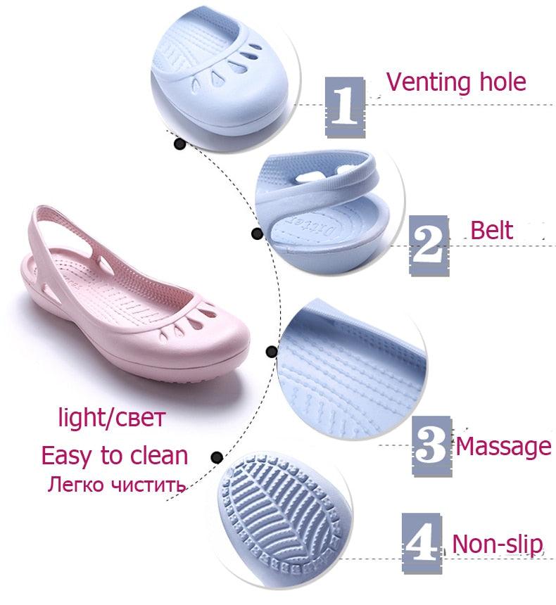 Women Stevvex garden clogs pink and light blue 2-colorway waterproof sandals with massage sole and venting holes on Tampa Home & Garden Store
