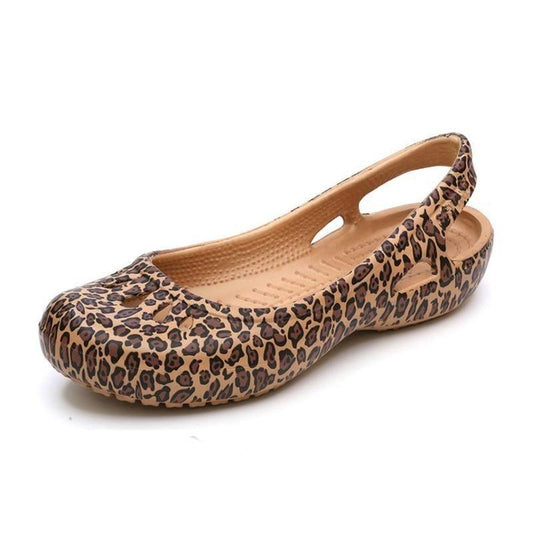 Women’s leopard print Stevvex clogs sandals with back strap, non-slip waterproof sole on Tampa Home & Garden Store