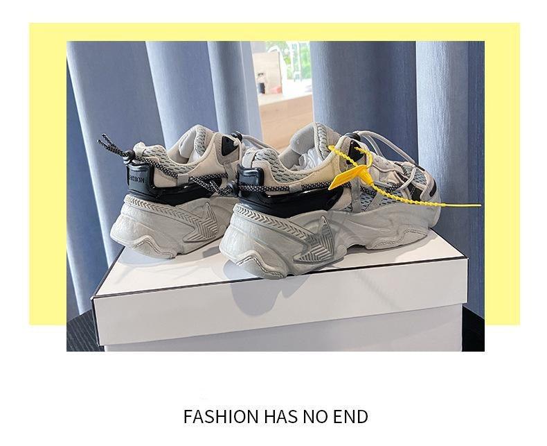Stevvex women fashion sneakers casual leather upper with chunky grey-white sole on a white box on Tampa Home & Garden Store