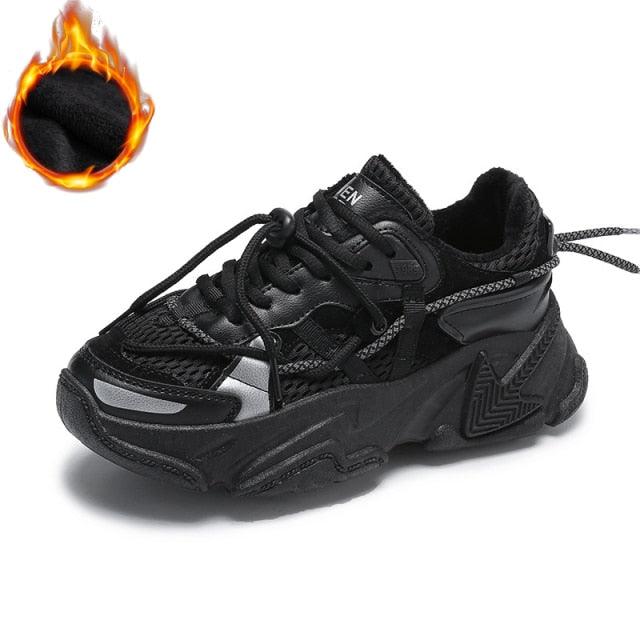 Women fashion sneakers Stevvex black leather upper, chunky sole on Tampa Home & Garden Store