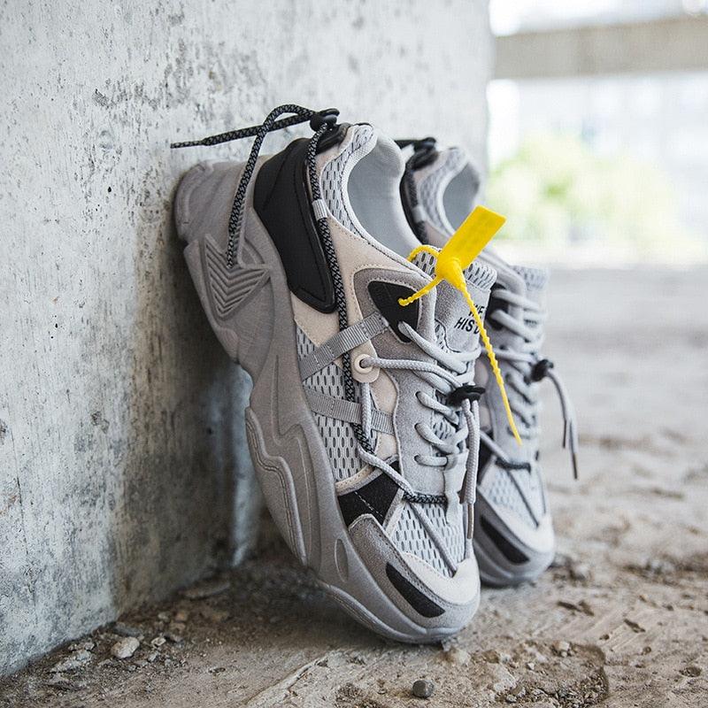 Women fashion sneakers casual leather sports shoes with chunky sole pair ST85SH1025SGR on Tampa Home & Garden Store