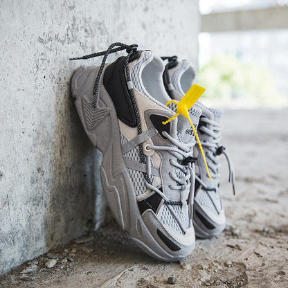 Women fashion sneakers casual leather sports shoes with chunky sole pair ST85SH1025SGR on Tampa Home & Garden Store