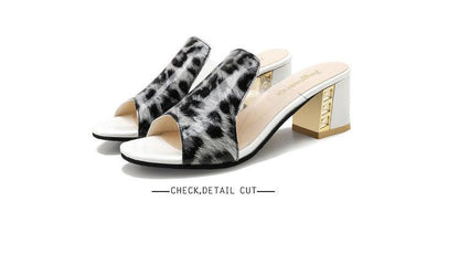 Stevvex women's leopard print open-toe mule sandals with block heel on Tampa Home & Garden Store