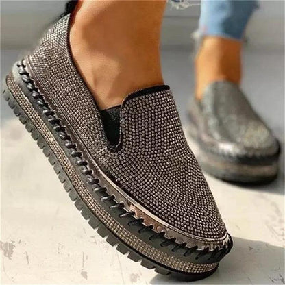 Stevvex women's glitter espadrilles slip-on with platform and memory foam insole on Tampa Home & Garden Store