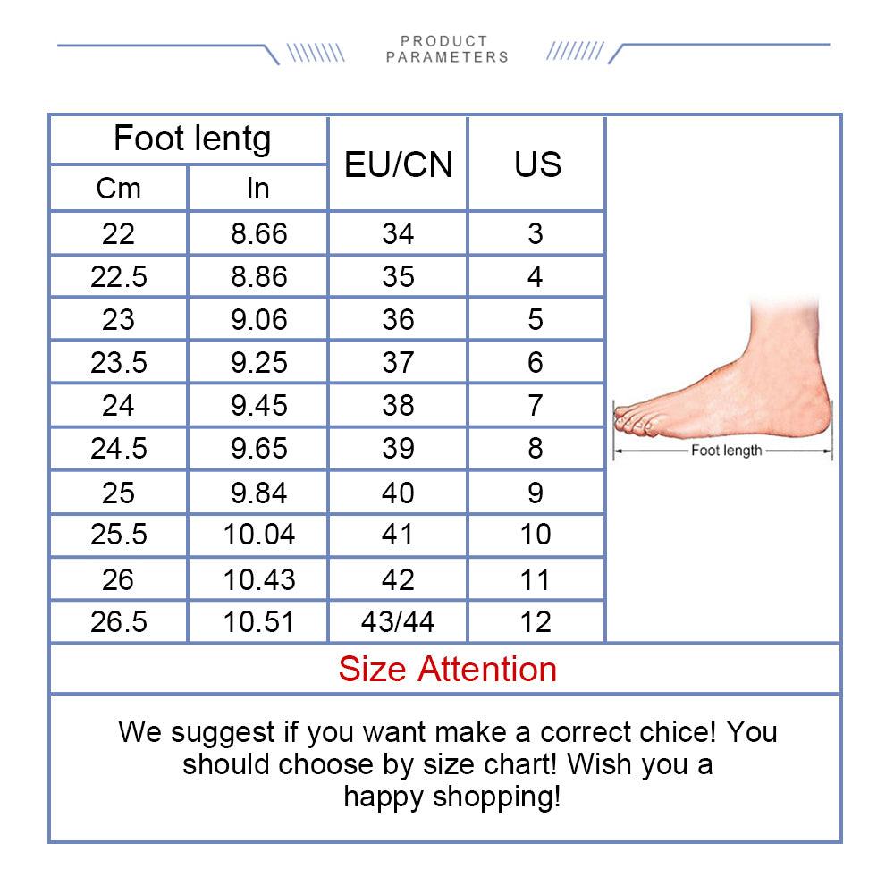 Stevvex Leopard Print Sandals size chart with foot length and EU/US sizes on Tampa Home & Garden Store
