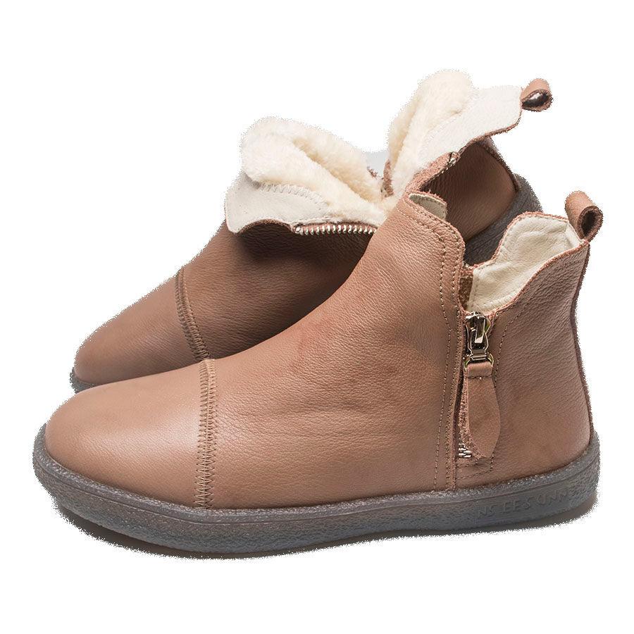 Women ankle boots by Stevvex with warm fur lining, brown slip-on with side zipper on Tampa Home & Garden Store