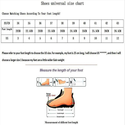 Sneakers size chart with EU/US foot-length grid and measurement guide illustration on Tampa Home & Garden Store