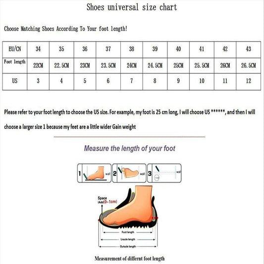 Sneakers size chart with EU/US foot-length grid and measurement guide illustration on Tampa Home & Garden Store