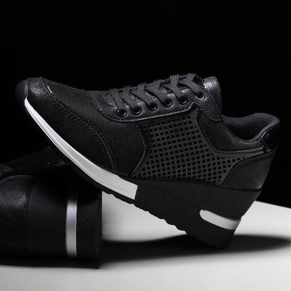 Stevvex women sneakers black athletic running shoes with breathable grid side panel white sole on Tampa Home & Garden Store