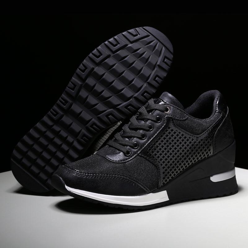 Women’s Stevvex black mesh sneakers with lattice side panels on Tampa Home & Garden Store
