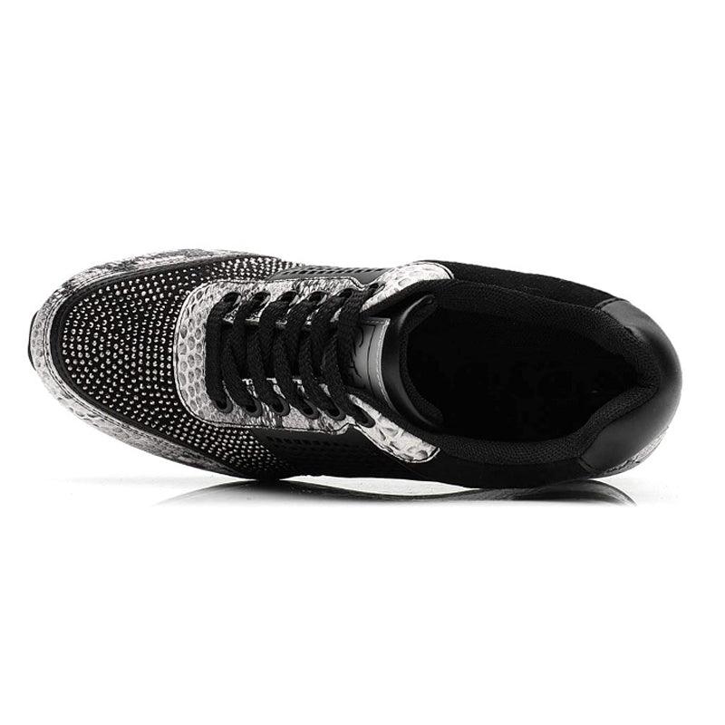 Stevvex sneakers top view black and silver studded running sneakers on Tampa Home & Garden Store