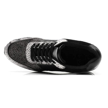 Stevvex sneakers top view black and silver studded running sneakers on Tampa Home & Garden Store