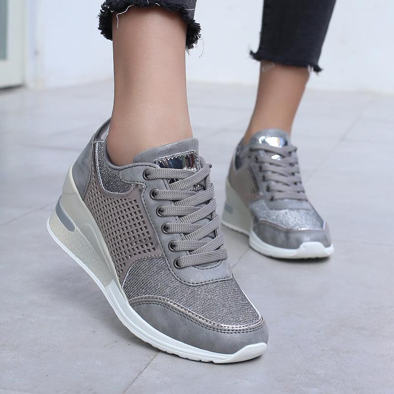 Stevvex ST85SH5258ERT sneakers pair, grey metallic mesh sides, lightweight casual shoes on Tampa Home & Garden Store