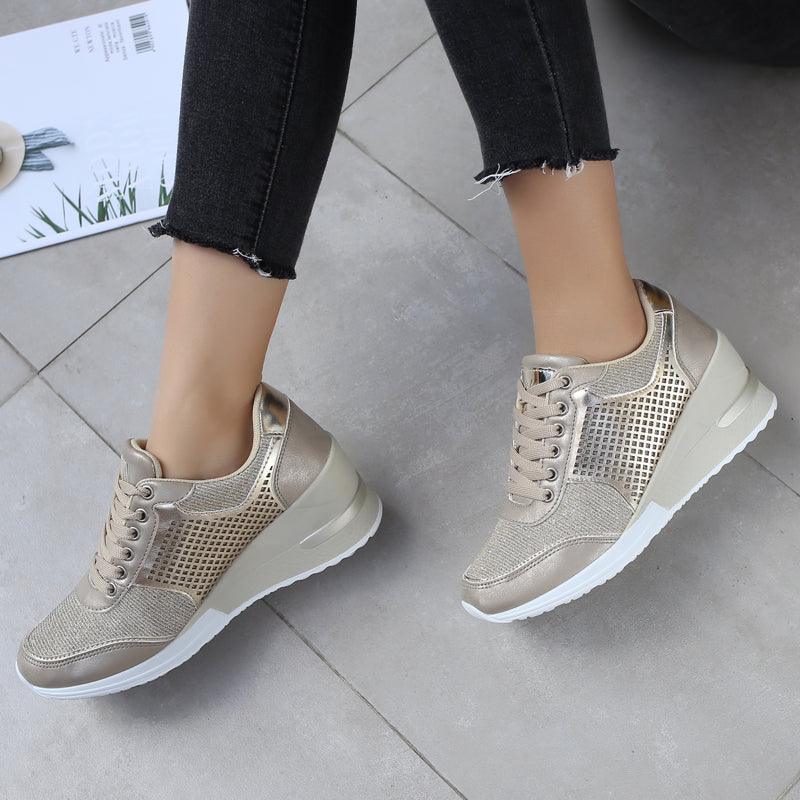 Stevvex ST85SH5258ERT sneakers beige metallic mesh lace-up platform sole, 2 pairs on Tampa Home & Garden Store
