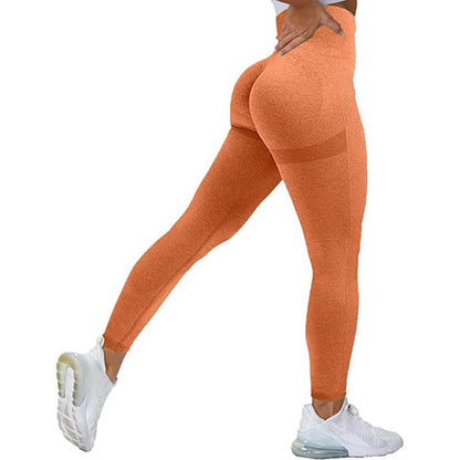 Women high waist orange textured seamless leggings for gym Stevvex ST75LGWER543 on Tampa Home & Garden Store