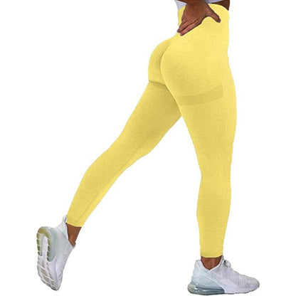 Women high waist seamless leggings yellow for gym workouts push up design Stevvex on Tampa Home & Garden Store