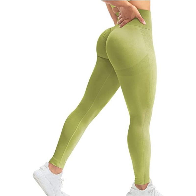 Women high waist seamless leggings lime green Stevvex push up gym pants on Tampa Home & Garden Store