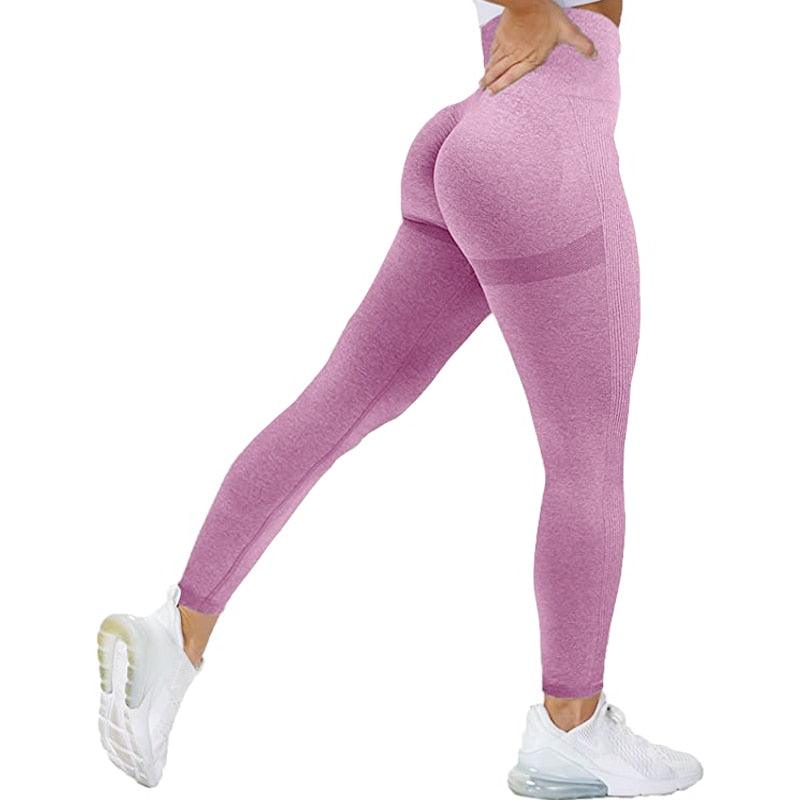 Women high waist seamless leggings in pink, push up design, breathable gym pants on Tampa Home & Garden Store