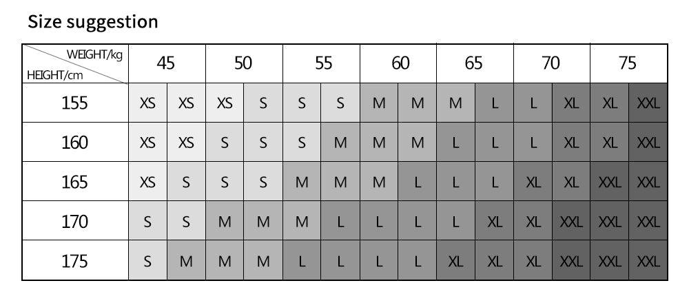 Stevvex ST75LGWER543 Women High Waist Leggings size chart with weight/height grid on Tampa Home & Garden Store