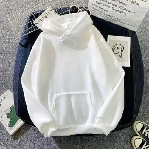 White Stevvex women hoodie pullover with hood and front pocket, long sleeves on Tampa Home & Garden Store