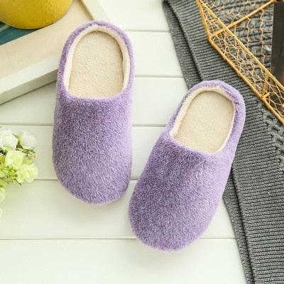 Stevvex lavender plush memory foam indoor slippers with fur lining, pair on Tampa Home & Garden Store